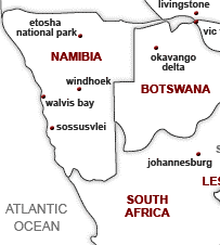 Karte südliches Afrika